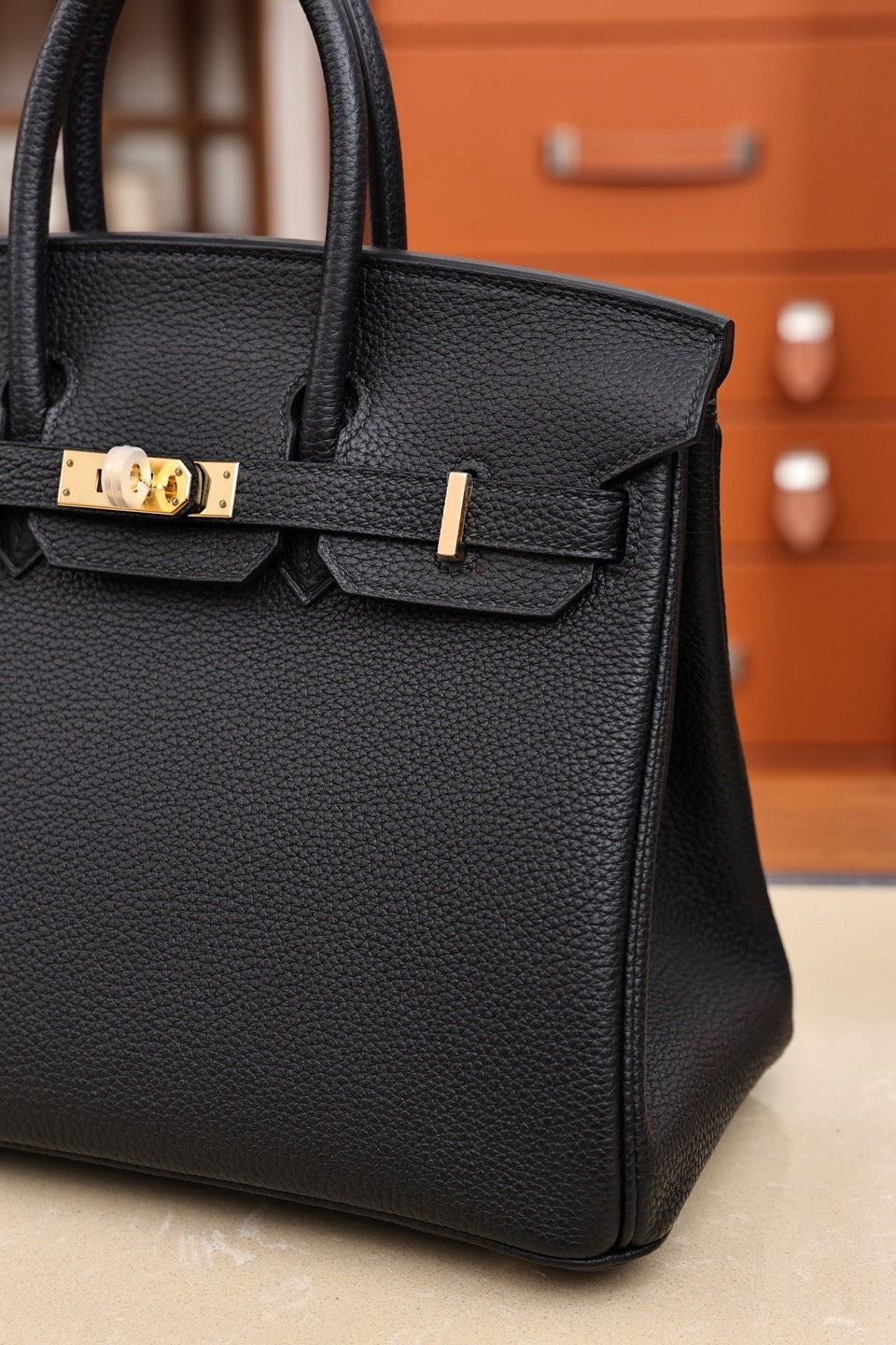 Birkin25 Black with gold hardware, 18K metal fittings, full hand stitching, genuine top-grain leather