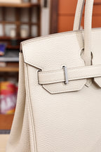 Birkin 30, Milkshake White with silver hardware, French Togo leather, fully hand-stitched, 18K hardware, premium quality