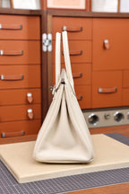 Birkin 30, Milkshake White with silver hardware, French Togo leather, fully hand-stitched, 18K hardware, premium quality