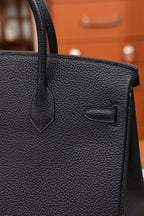 Birkin25 Black with gold hardware, 18K metal fittings, full hand stitching, genuine top-grain leather