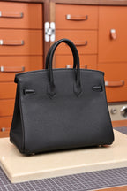 Birkin25 Black with gold hardware, 18K metal fittings, full hand stitching, genuine top-grain leather