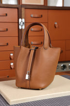 Picotin, 18cm Gold Brown, French TC leather, fully hand-stitched quality