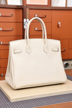 Birkin 30, Milkshake White with silver hardware, French Togo leather, fully hand-stitched, 18K hardware, premium quality