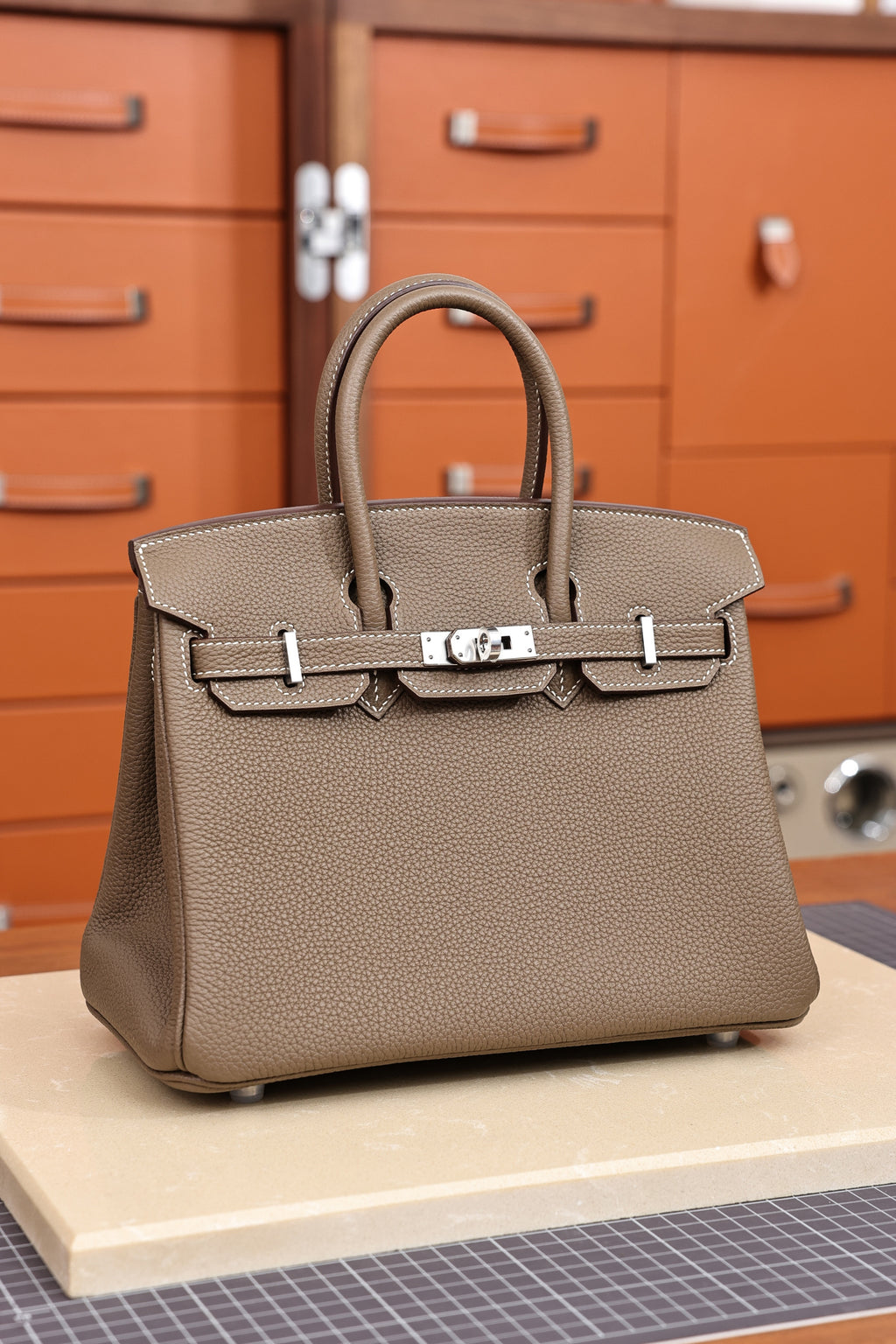 Birkin 25, Elephant Grey with silver hardware, French Togo leather, fully hand-stitched, 18K hardware, premium quality