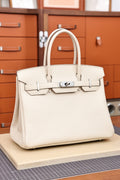 Birkin 30, Milkshake White with silver hardware, French Togo leather, fully hand-stitched, 18K hardware, premium quality