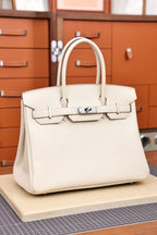 Birkin 30, Milkshake White with silver hardware, French Togo leather, fully hand-stitched, 18K hardware, premium quality