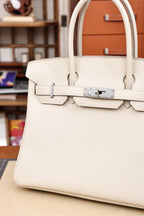 Birkin 30, Milkshake White with silver hardware, French Togo leather, fully hand-stitched, 18K hardware, premium quality