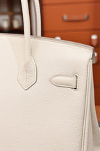 Birkin 30, Milkshake White with silver hardware, French Togo leather, fully hand-stitched, 18K hardware, premium quality