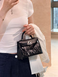 Mini Kelly II Black with Silver Hardware & Tassel, Premium Fashion Hand & Crossbody Bag